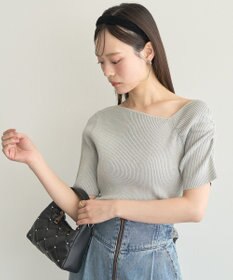 earth music&ecology アシメネックリブニットプルオーバー