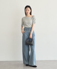 earth music&ecology アシメネックリブニットプルオーバー