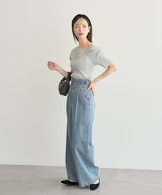 earth music&ecology アシメネックリブニットプルオーバー