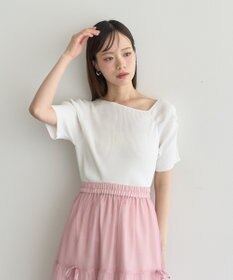 earth music&ecology アシメネックリブニットプルオーバー