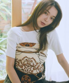 earth music&ecology アシメネックリブニットプルオーバー