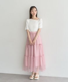 earth music&ecology アシメネックリブニットプルオーバー