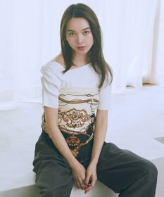 earth music&ecology アシメネックリブニットプルオーバー