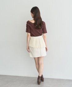 earth music&ecology アシメネックリブニットプルオーバー