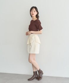 earth music&ecology アシメネックリブニットプルオーバー