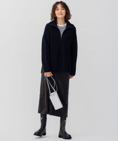 23区 L 【洗える】ウールコード ハーフジップ ニット