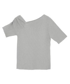 earth music&ecology アシメネックリブニットプルオーバー