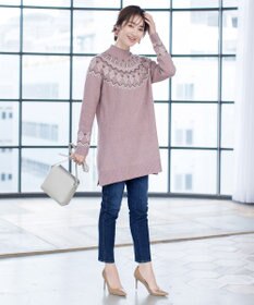 Tiaclasse L 【洗える】ノルディック柄ニットチュニック