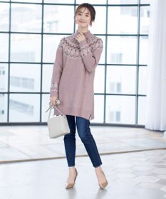 Tiaclasse L 【洗える】ノルディック柄ニットチュニック