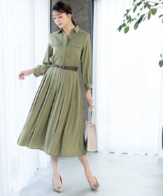 Tiaclasse 【洗える】ヴィンテージサテンシャツワンピース