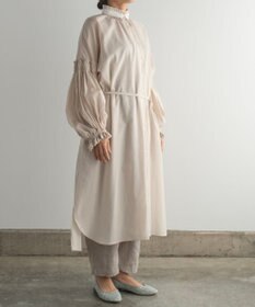 muuc 〈コットン100%強撚糸〉〈2WAY〉〈遠州織物の工場で織られた上質な生地〉〈シースルー〉〈ドライタッチ〉コットンドビーギャザー 羽織り＆ワンピースドレス