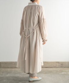 muuc 〈コットン100%強撚糸〉〈2WAY〉〈遠州織物の工場で織られた上質な生地〉〈シースルー〉〈ドライタッチ〉コットンドビーギャザー 羽織り＆ワンピースドレス