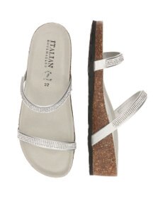 INTER-CHAUSSURES 【ITALIAN SHOEMAKERS】ダブルラインストーンクッションインソールサンダル