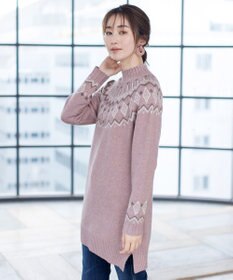 Tiaclasse L 【洗える】ノルディック柄ニットチュニック