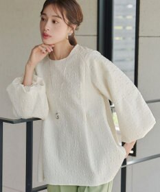 Tiaclasse 【洗える】ふくれジャガードバルーンスリーブチュニックブラウス
