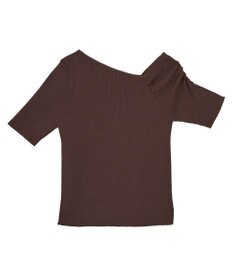 earth music&ecology アシメネックリブニットプルオーバー