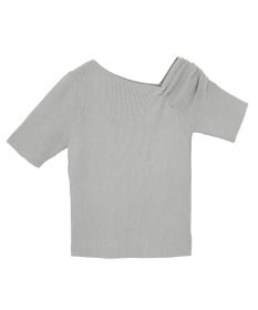 earth music&ecology アシメネックリブニットプルオーバー