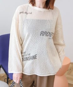 AMERICAN HOLIC 【WEB限定】ランダムロゴメッシュロングTシャツ/チュニック