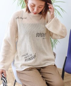 AMERICAN HOLIC 【WEB限定】ランダムロゴメッシュロングTシャツ/チュニック