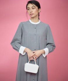 組曲 S 【KUMIKYOKU NAVY】ウーステッドライククロス シャツワンピース