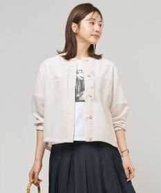 J.PRESS LADIES L Pe リネン シアー スラブ ノーカラー ブルゾン