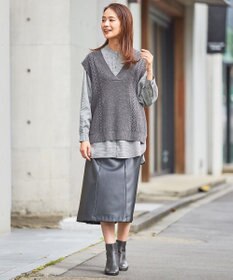 J.PRESS LADIES 【WEB限定・洗える】BARTOLOZZI ポリエステルレザーII スカート