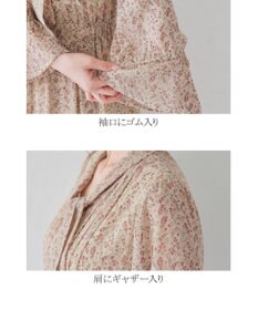 Tiaclasse L 【洗える】程良い透け感のプリントボウタイワンピース