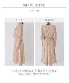 Tiaclasse L 【洗える】程良い透け感のプリントボウタイワンピース