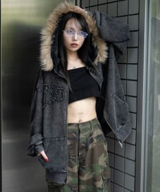 WEGO 【25年秋冬新作】ファーフードBIGZIPパーカー