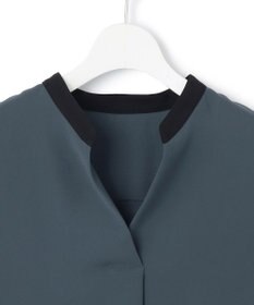 23区 【吸水速乾/UVカット/接触冷感】ストレッチジョーゼット バンドカラー カットソー