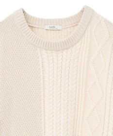 earth music&ecology 【洗濯機洗い可】アンチピリングC/Aパッチワークケーブルニット