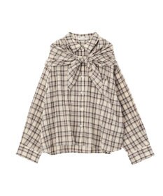 Green Parks スカーフ付チェックシャツ