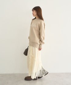 earth music&ecology 【洗濯機洗い可】スウェットライクロゴニットプルオーバー