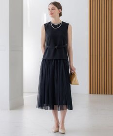 23区 L 【APPLAUDIR】クリアジョーゼット ドットチュールコンビ ドレス