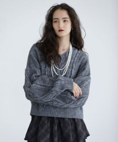 Green Parks ■ＥＳＣＡＲ　フリンジケーブルポップコーンニット