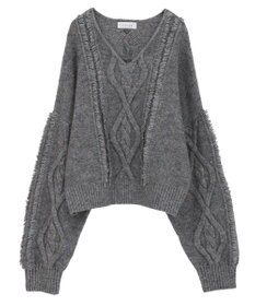 Green Parks ■ＥＳＣＡＲ　フリンジケーブルポップコーンニット