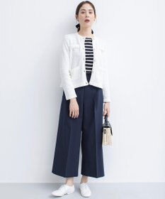 組曲 【ストレッチ・長袖】コットンフライス バスクTシャツ