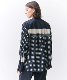 BEIGE， GADE / モノトーンドット柄バンドカラーブラウス