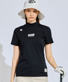 PW CIRCULUS 【吸水速乾 / UV遮蔽率96.3% UVカット / ストレッチ】【WOMEN】メッシュコンビモックネックT ゴルフウェア レディース ブラック系