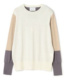 BEIGE， CHLOR / ウールシルク配色クルーネックニット
