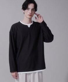 WEGO フェイクレイヤードキーネックT（LS）