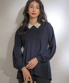 組曲 L 襟付きチュニック プルオーバー