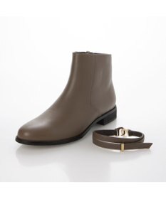 ing <ing>【撥水革】ベルトデザインフラットショートブーツ