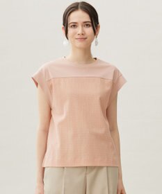 自由区 【カタログ掲載・洗える】リネンサッカーコンビブロッキング カットソー ローズ