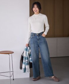 ANY 【洗濯機可】ランダムリブハイネックニット