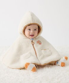 MIKI HOUSE HOT BISCUITS カラフルビーンズ 裏ボアフリース リバーシブル総柄マント