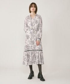 GRACE CONTINENTAL サラサプリントリボン付ワンピース