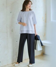 23区 【新色追加/Oggi掲載】ストレッチジョーゼット シアーコンビ カットソー