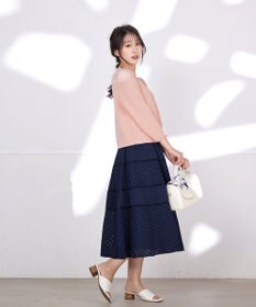 Tiaclasse L 【洗える】フェイクリボンポケット付きカーディガン