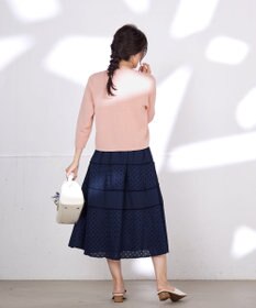 Tiaclasse L 【洗える】フェイクリボンポケット付きカーディガン